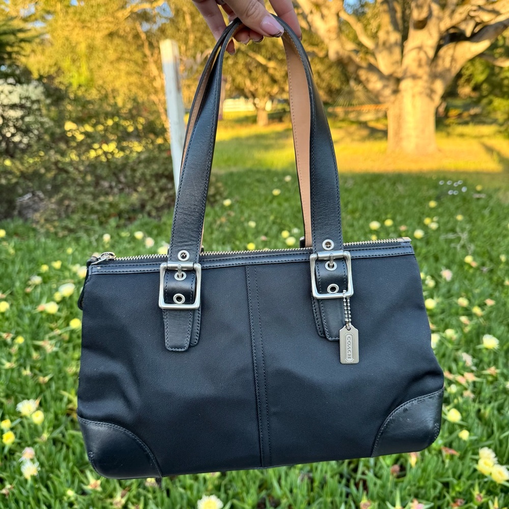 VINTAGE Coach Black Soho Signature Canvas Tote Bag 1834 | Y2K Aesthetic Archive
